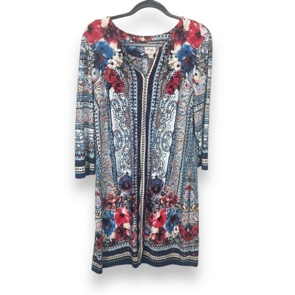 Paisley Tunic Dress Womens Size 14 Boho Flowy Artsy Festival Indie Eclectic